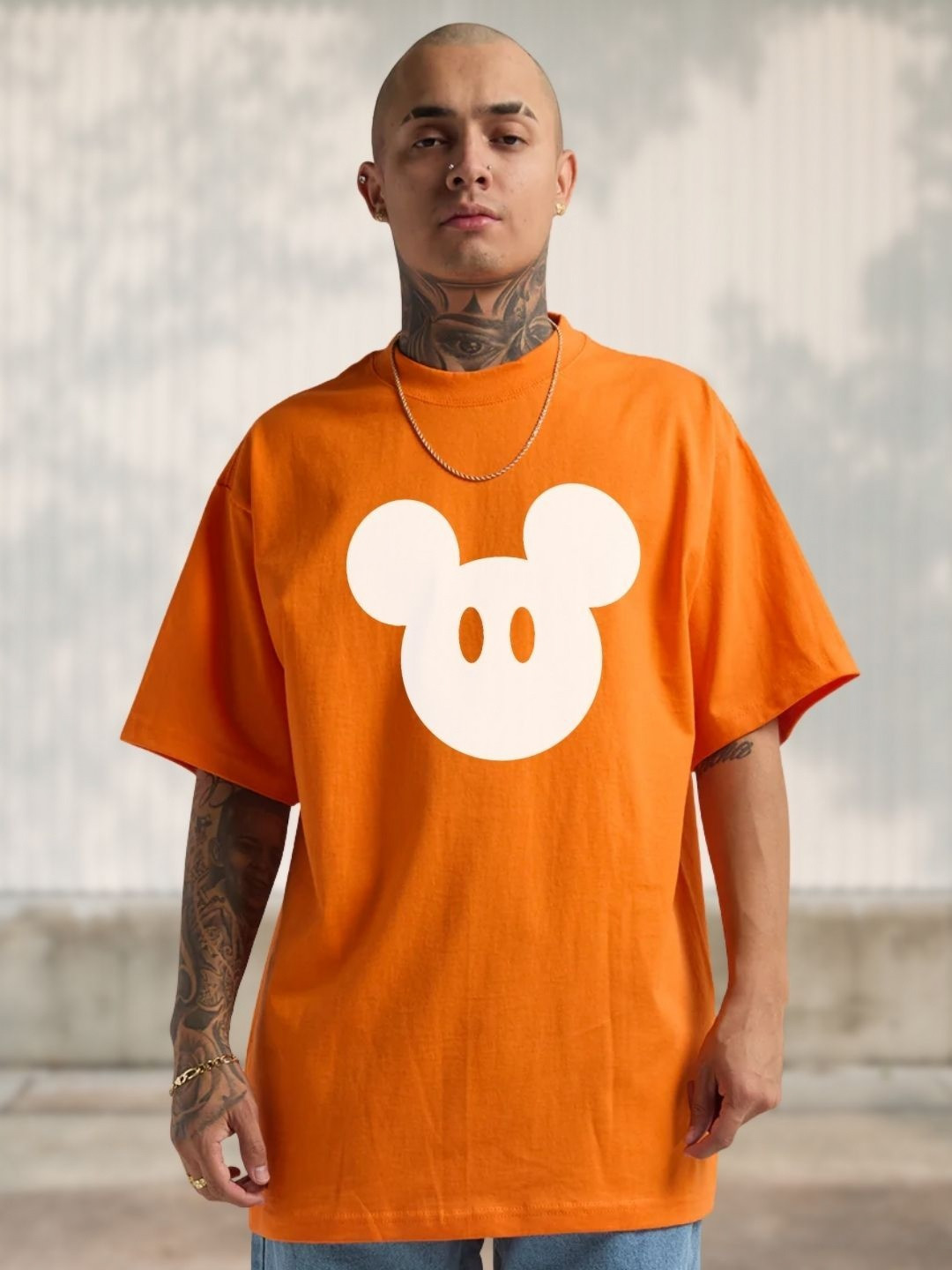 Cool Plus Mikki Men Mickey Mouse Graphic Printed Round Neck Cotton Oversized T-shirt