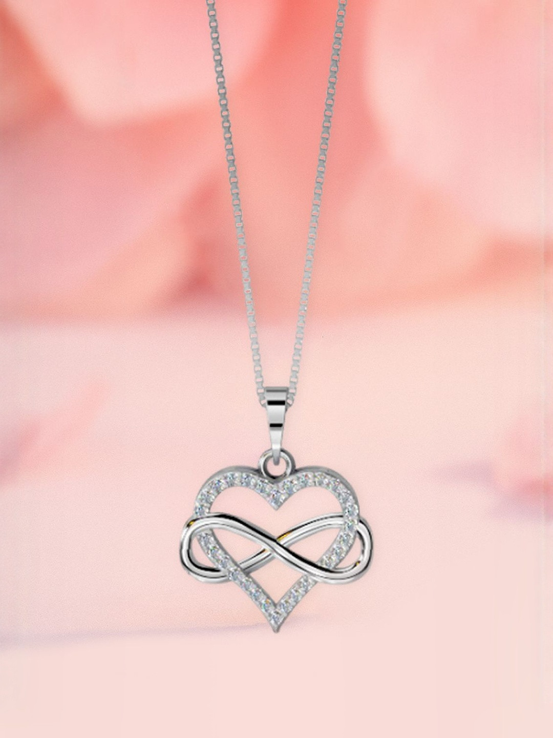 MISS HIGHNESS Women Sterling Silver Heart & Infinity Pendant with Chain