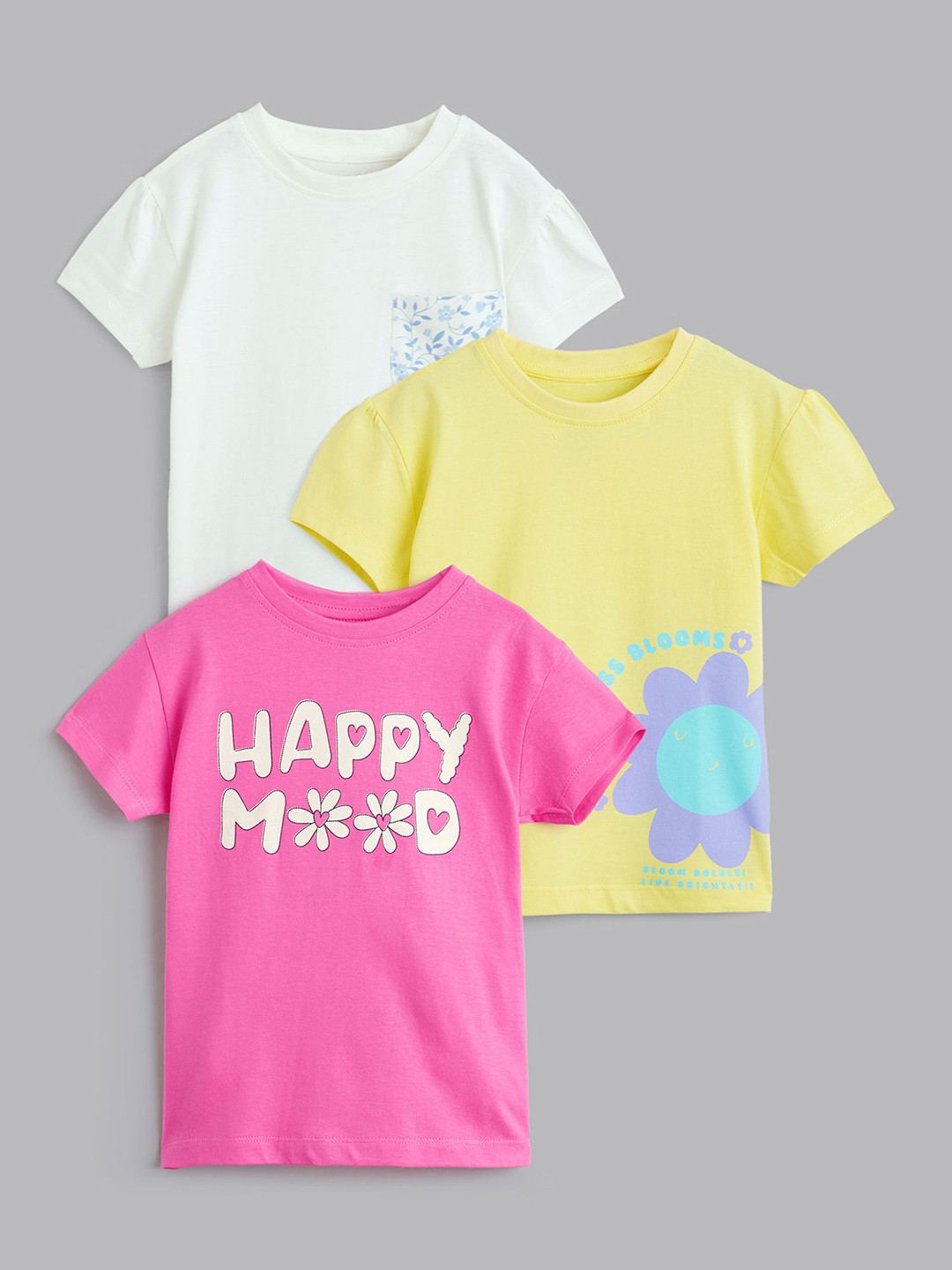 Hopscotch Kids-Girls Multi Cotton Tshirts