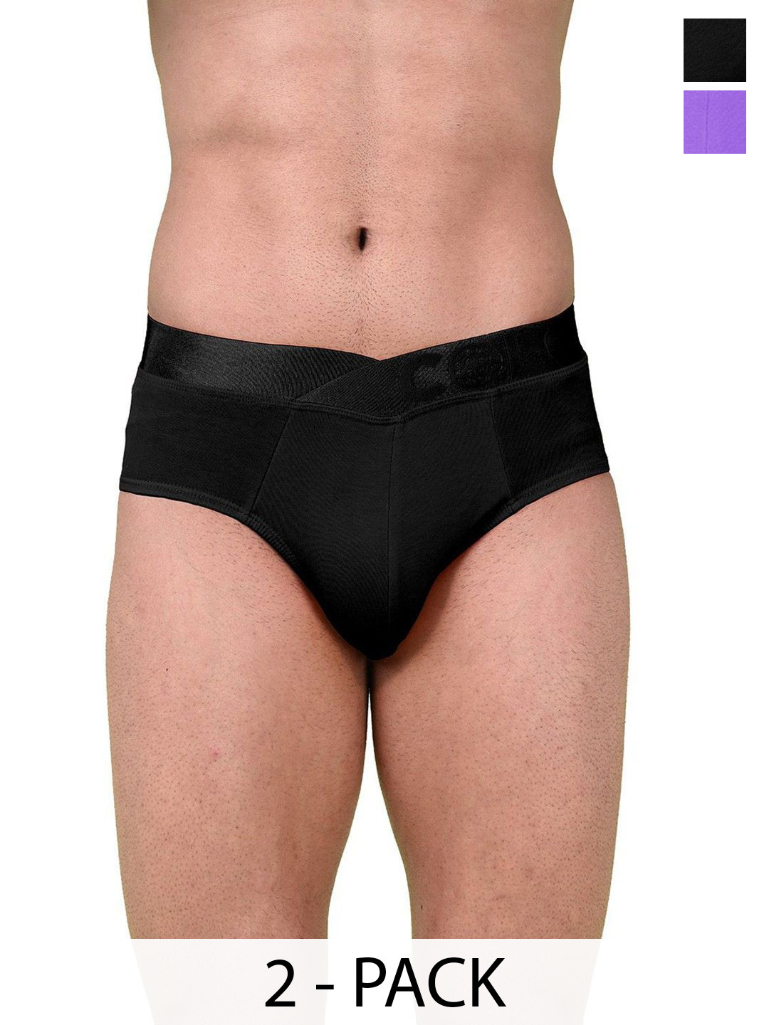 COLORS by Rupa Frontline Pack Of 2 Anti-Pilling Basic Briefs 1002-B-Prpl-Black-Purple