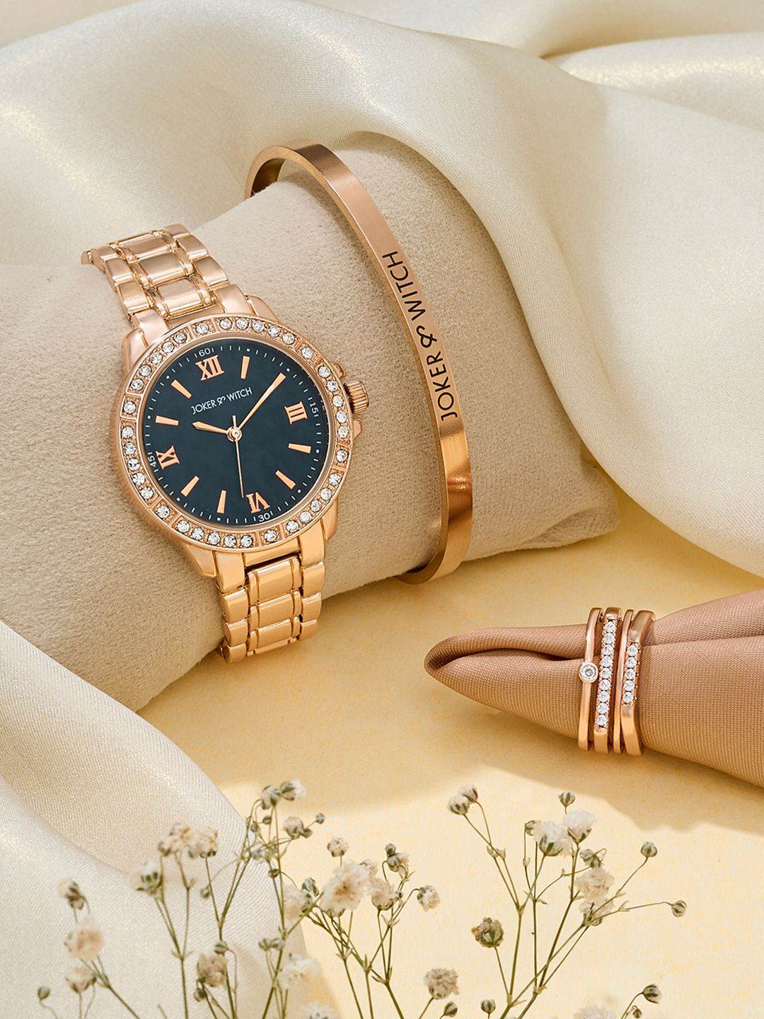 JOKER & WITCH Pretty Phase Love Triangle Women Analogue Watch Gift Set JWLT886