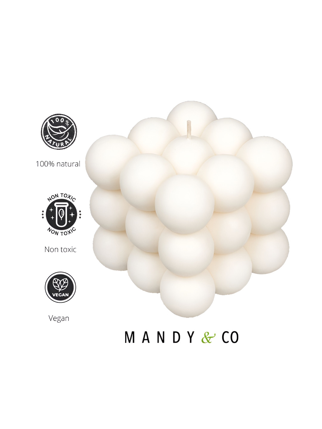 Mandy & Co Set of 4 Modern Handmade Round Lead-Free Wick Pillar Bubble Soy Candles