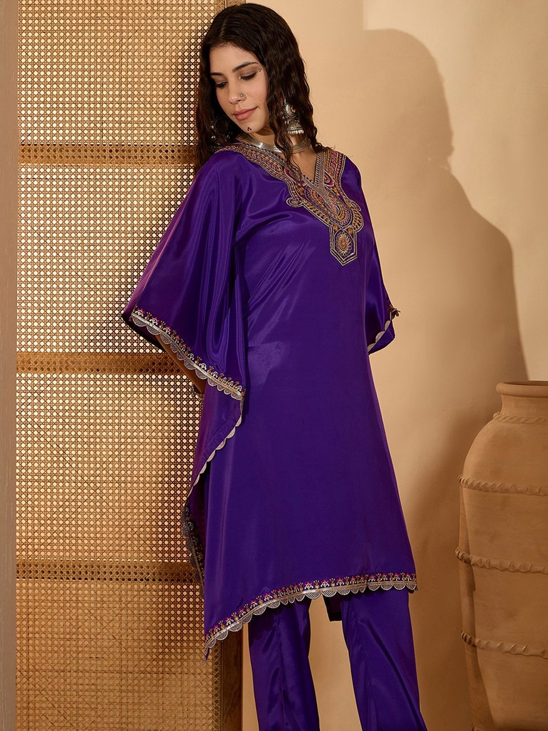 Sangria Women Purple Kurta Sets