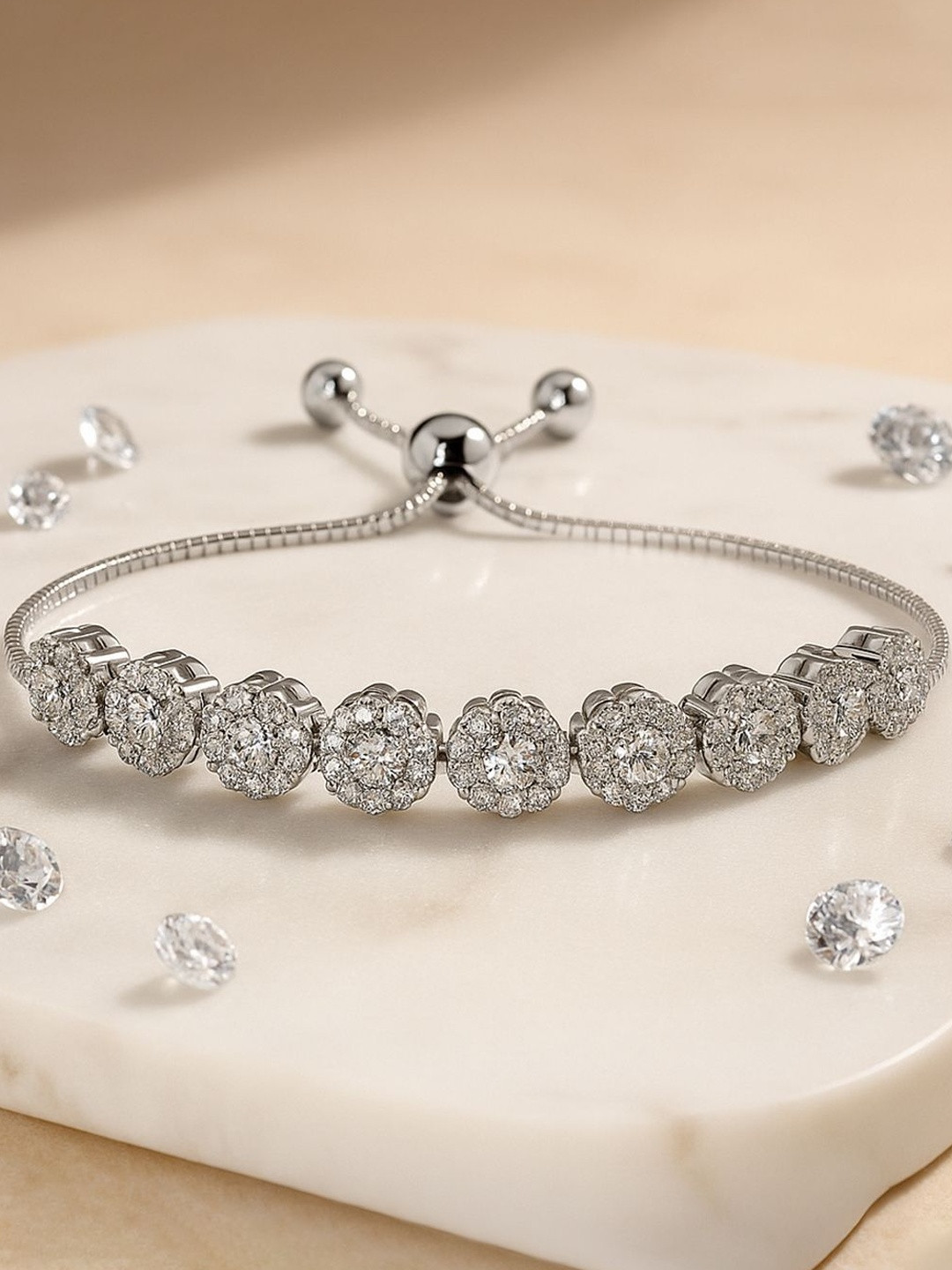 MISS HIGHNESS Women Sterling Silver Handcrafted Rhodium-Plated Link Bracelet