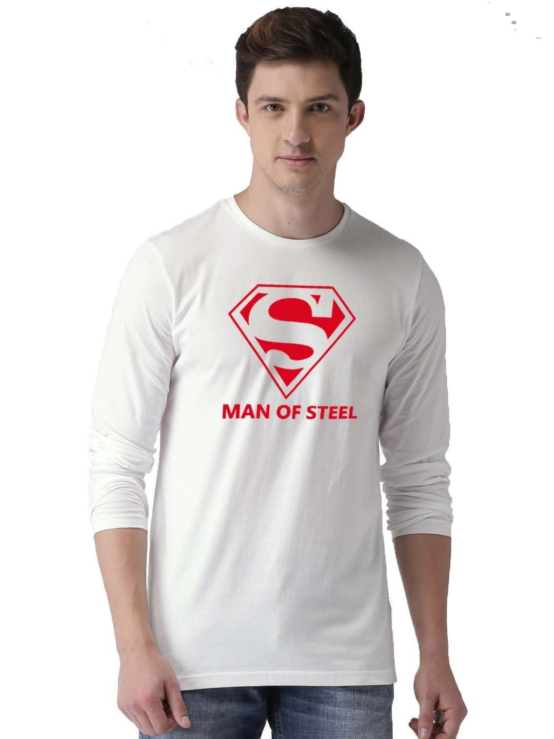 Organic Chics Men Superman Bio Finish Graphic Printed Round Neck Cotton T-shirt