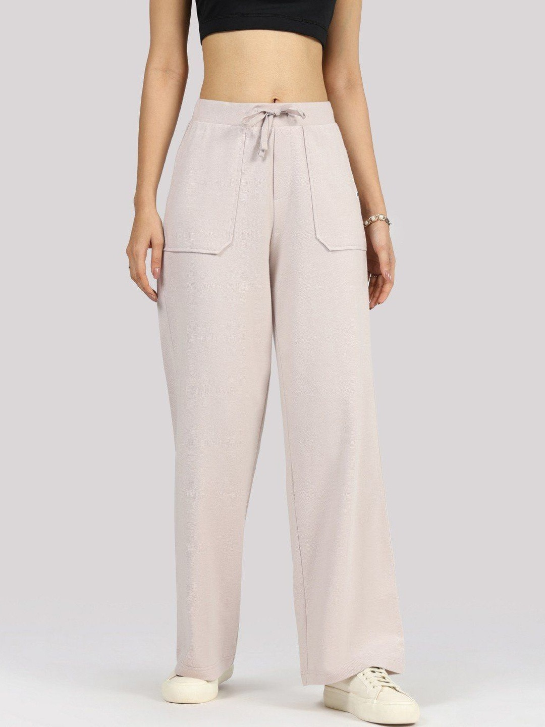 Blissclub Women Work-To-Wine Twill Drawstring Patch Pocket Trousers