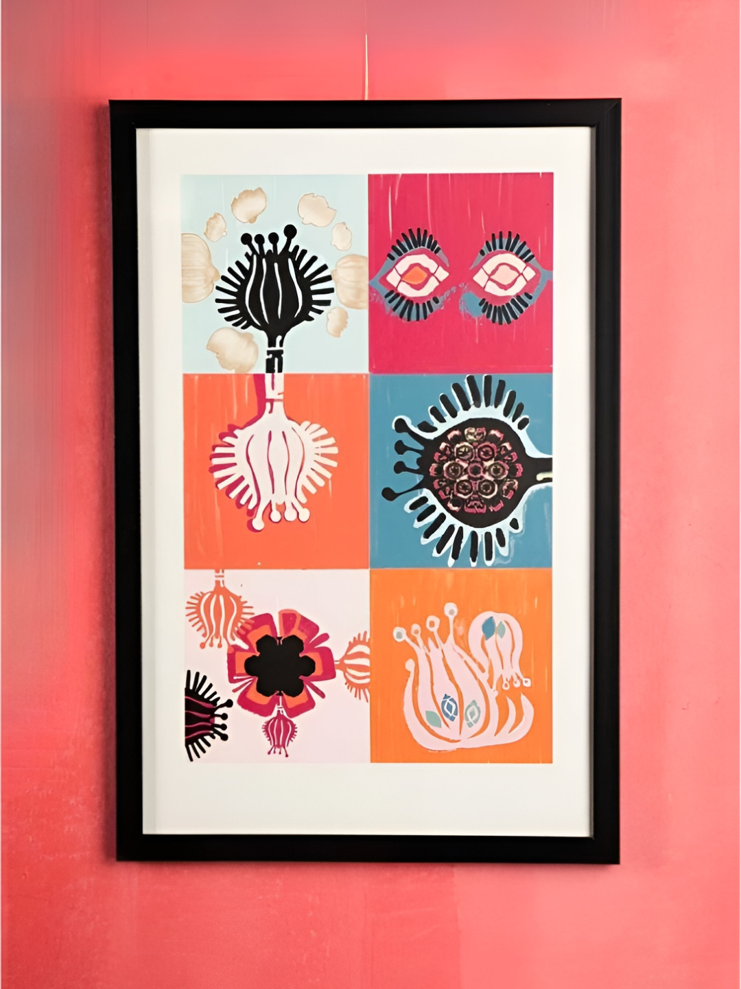 FREEDOM TREE Black & White Floral and Botanical Paper and Acrylic Frame Wall Art