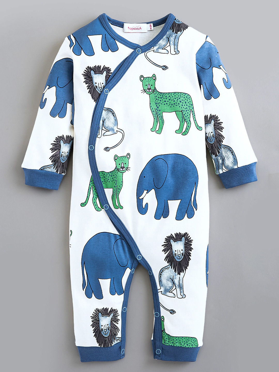 Hopscotch Boys Animal Print Full-Sleeve Bodysuit