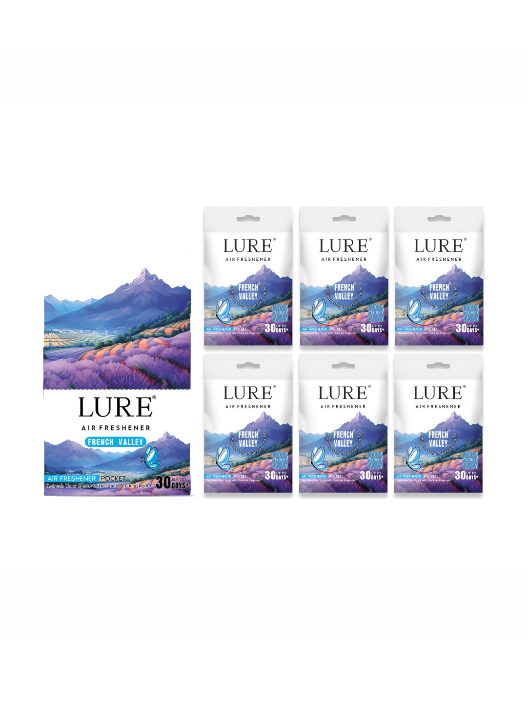 LURE Lavender & White 6 Pieces Pocket Air Fresheners