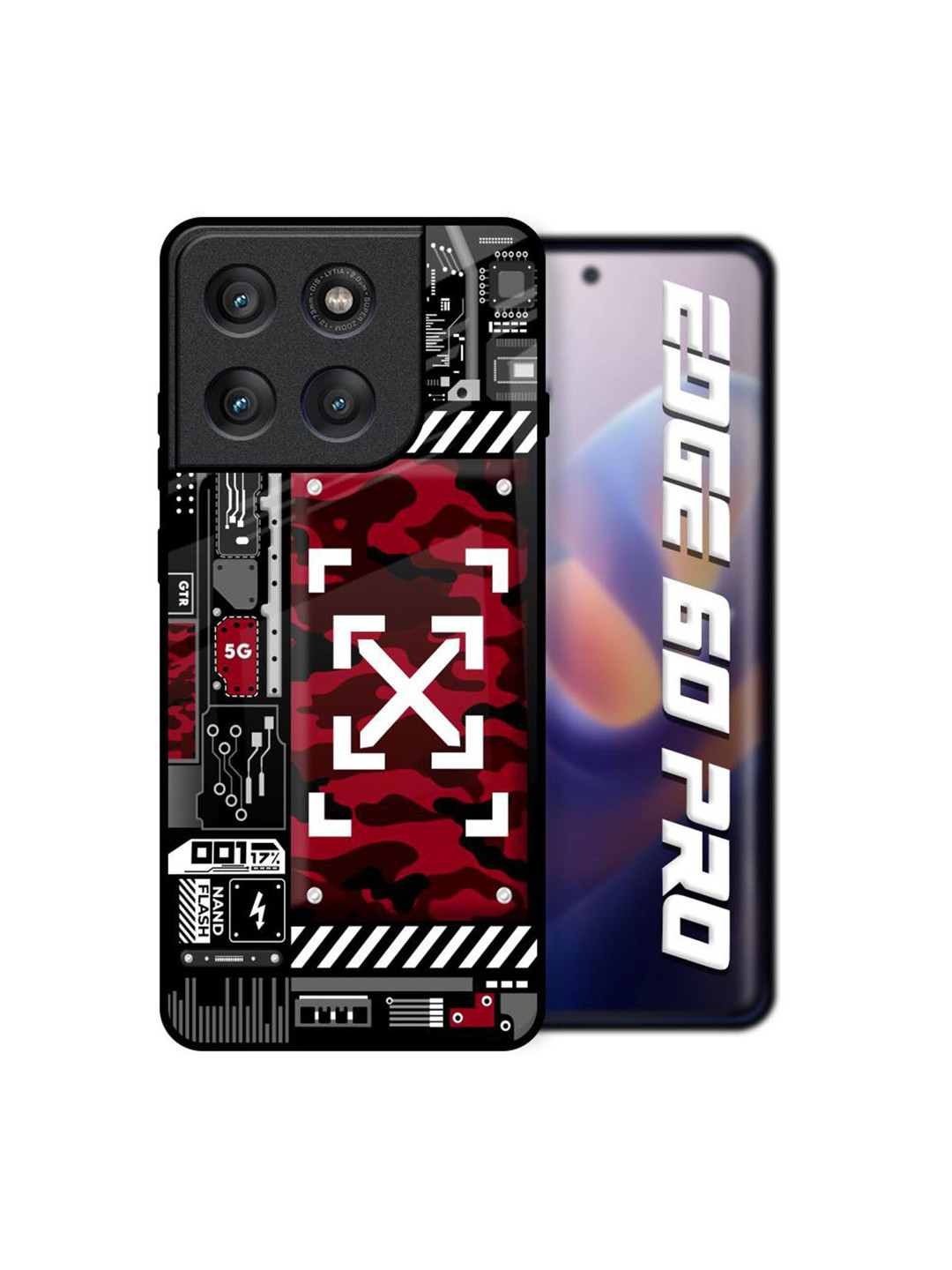 QRIOH Unisex Motorola Edge 60 Pro Abstract Technology Art Shockproof Glass Back Case