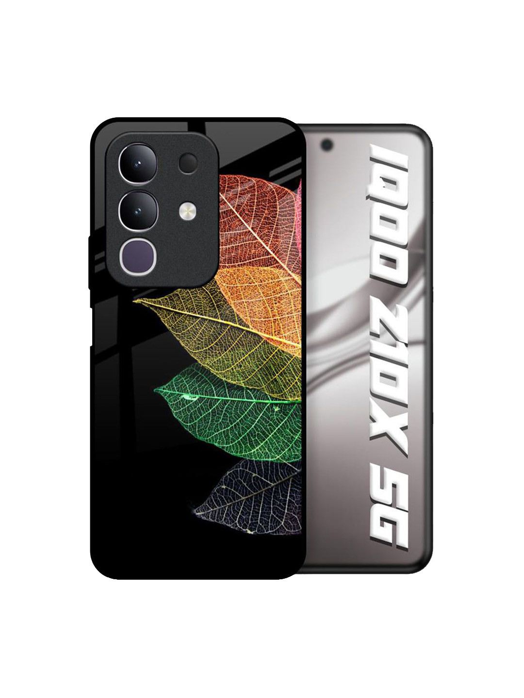 QRIOH Unisex IQOO Z10x 5G Tropical Colorful Leaves Shockproof Real Glass Back Case