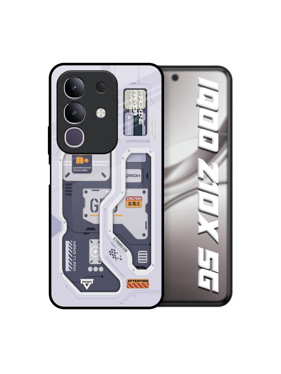 QRIOH Unisex IQOO Z10x 5G Abstract Tech Savvy Shockproof Glass Back Case