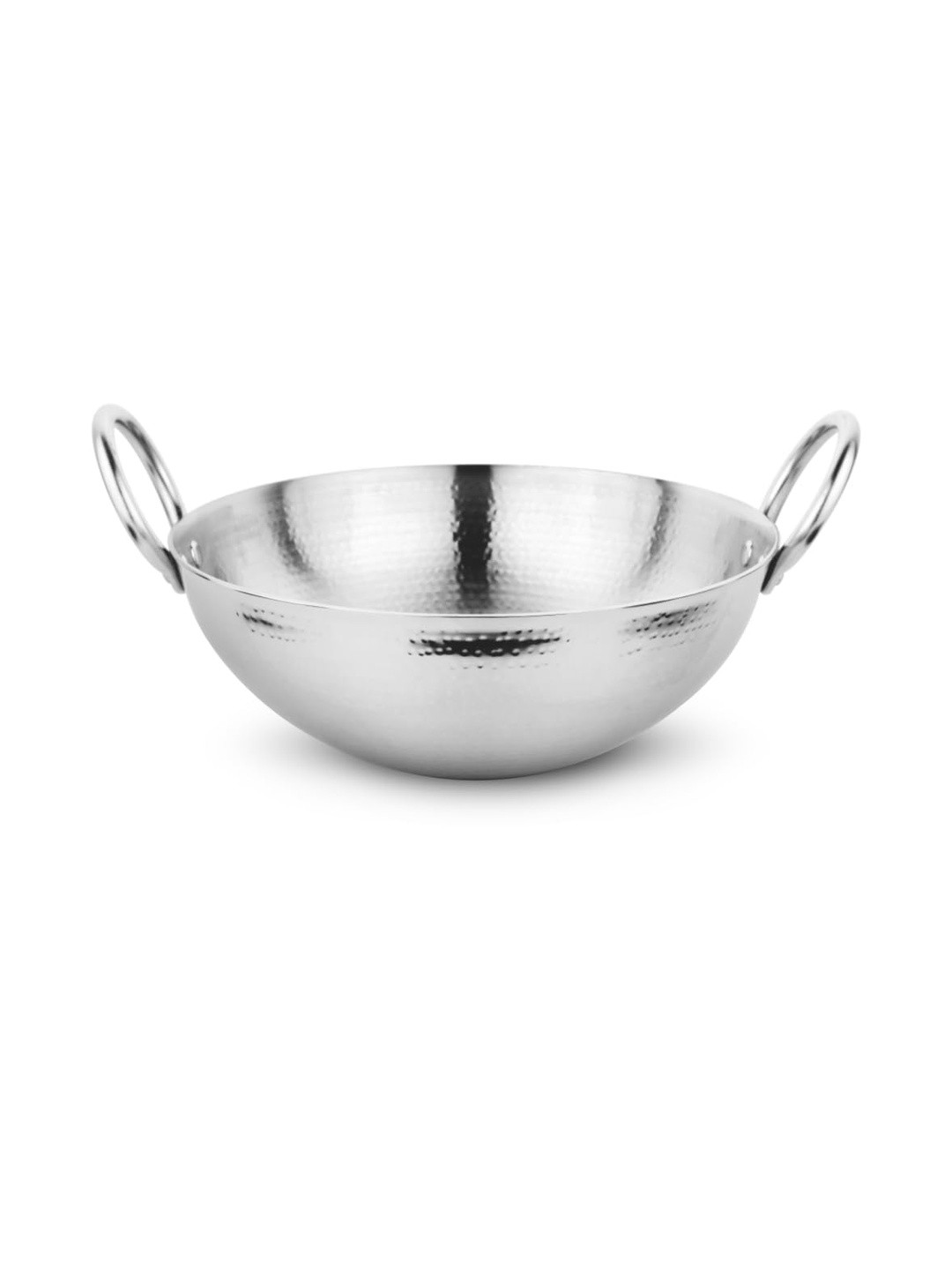 Prabha Stainless Steel Round Bottom Kadai Gauge Hammered Without Lid 0.5 Ltr 145 mm