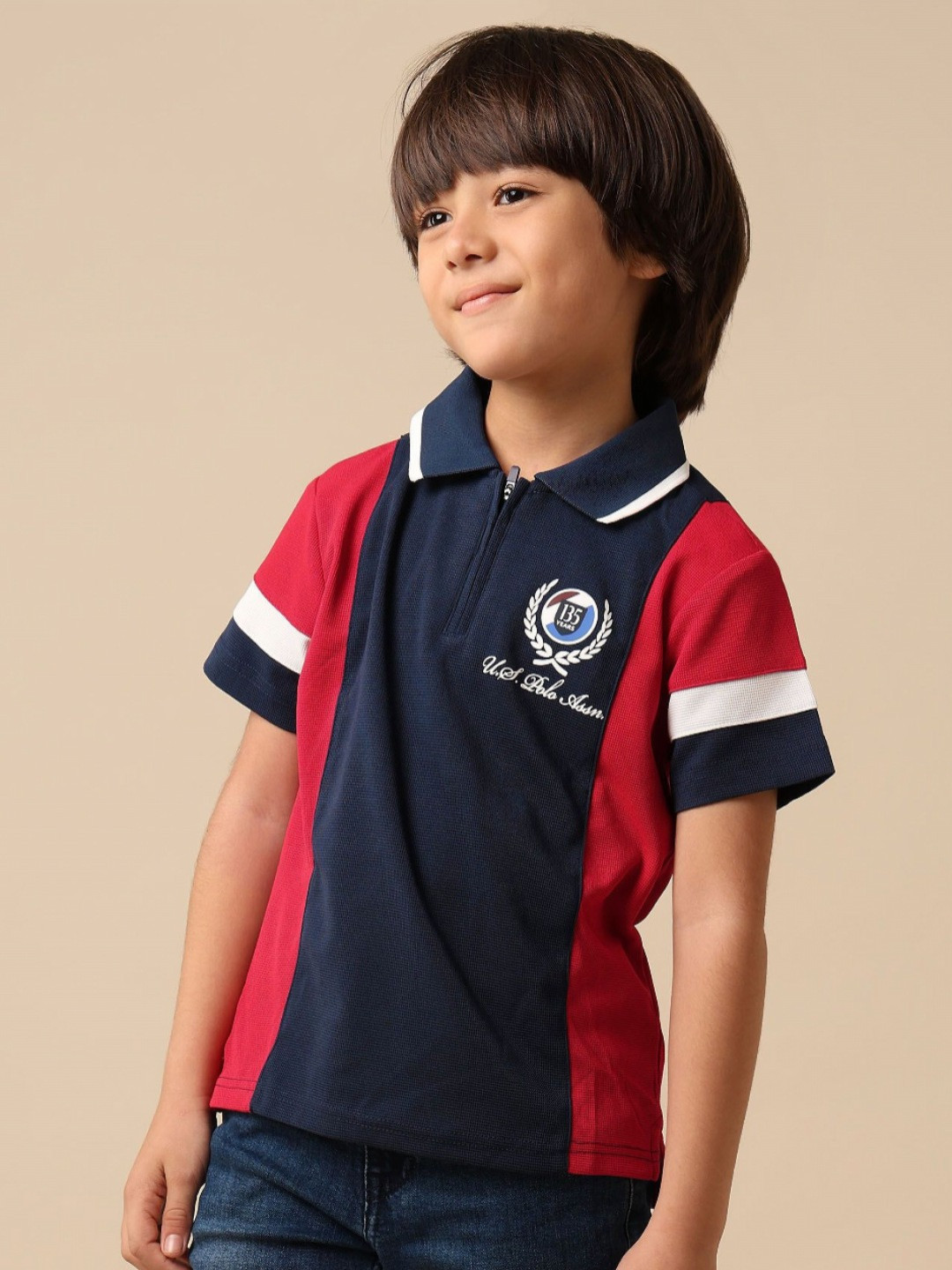 Uspa Kids Boys Colour Blocked Regular Fit Polo Cotton T-shirt