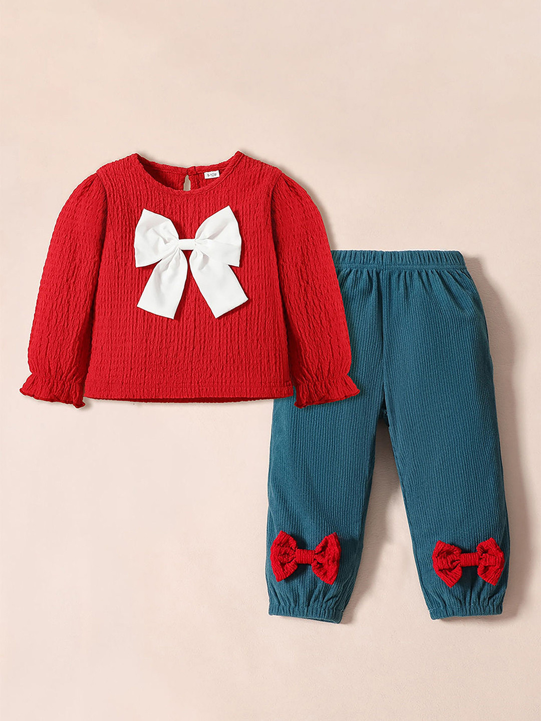 Hopscotch Girls 2 Pieces Red Polyester Clothing Set