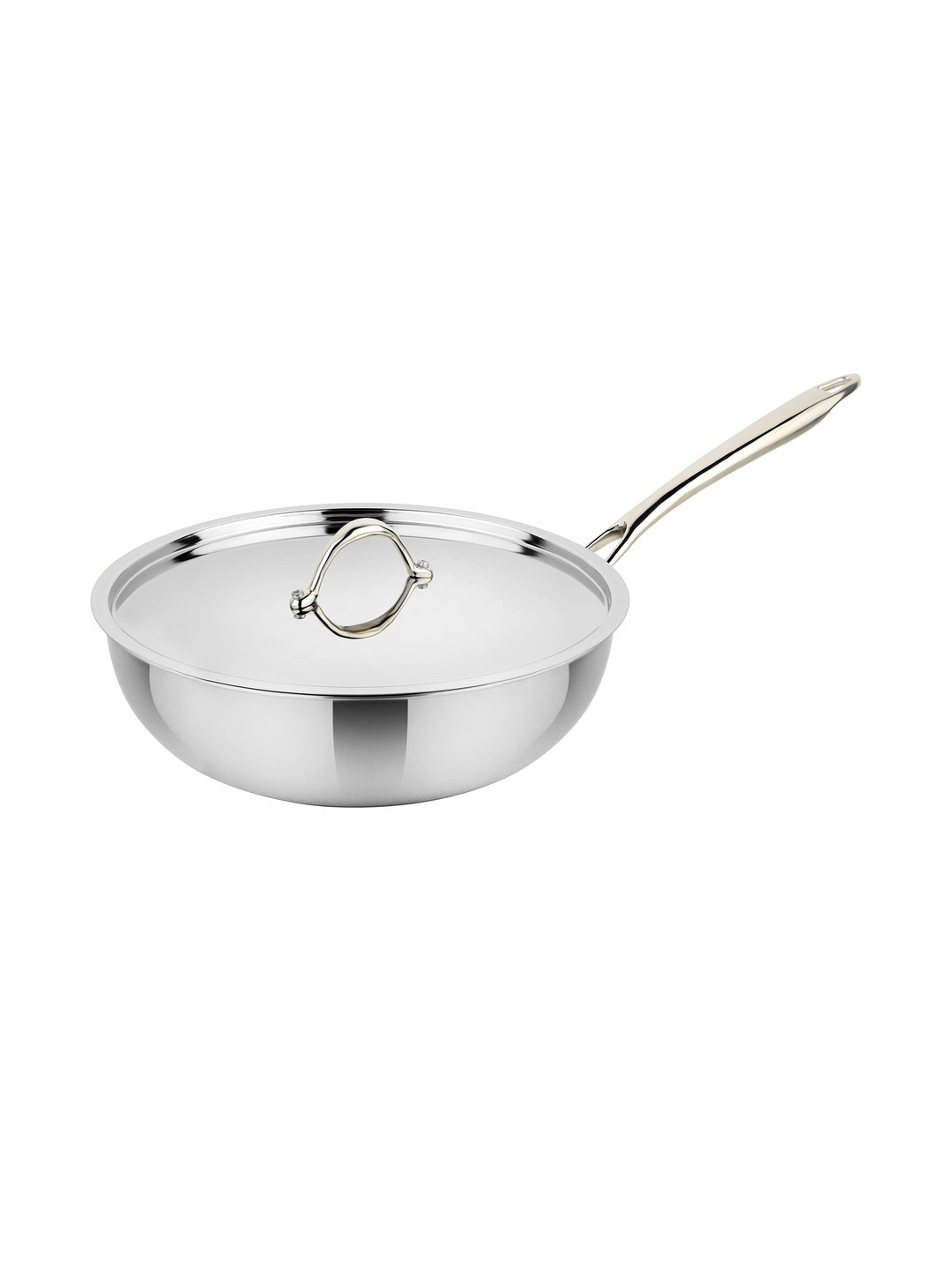 Prabha Stainless Steel Prima Wok with Lid- 5.5 L