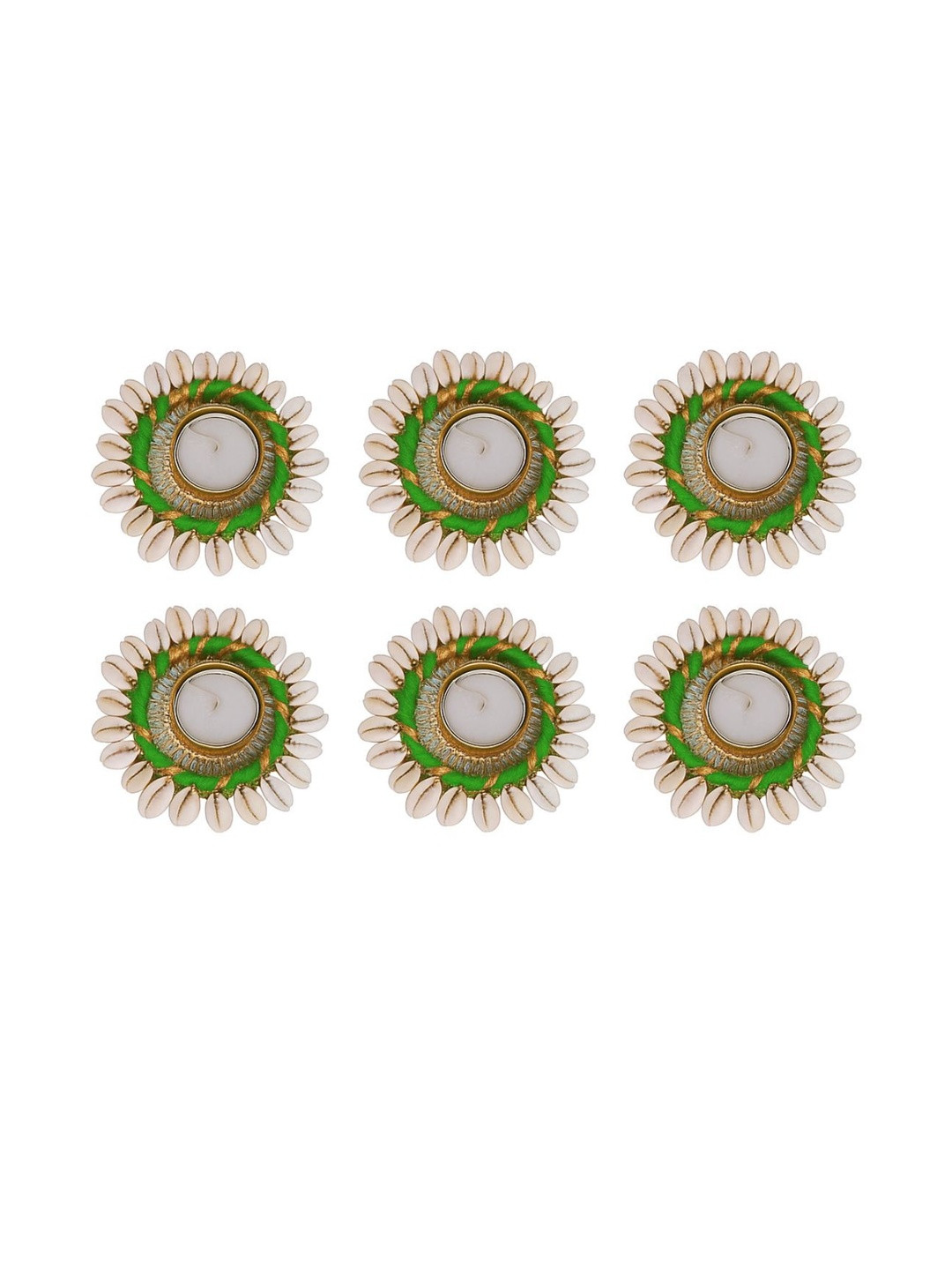 Tiny Shiny Multicolour Pack of 6 Seashell Design Tea Light Holder