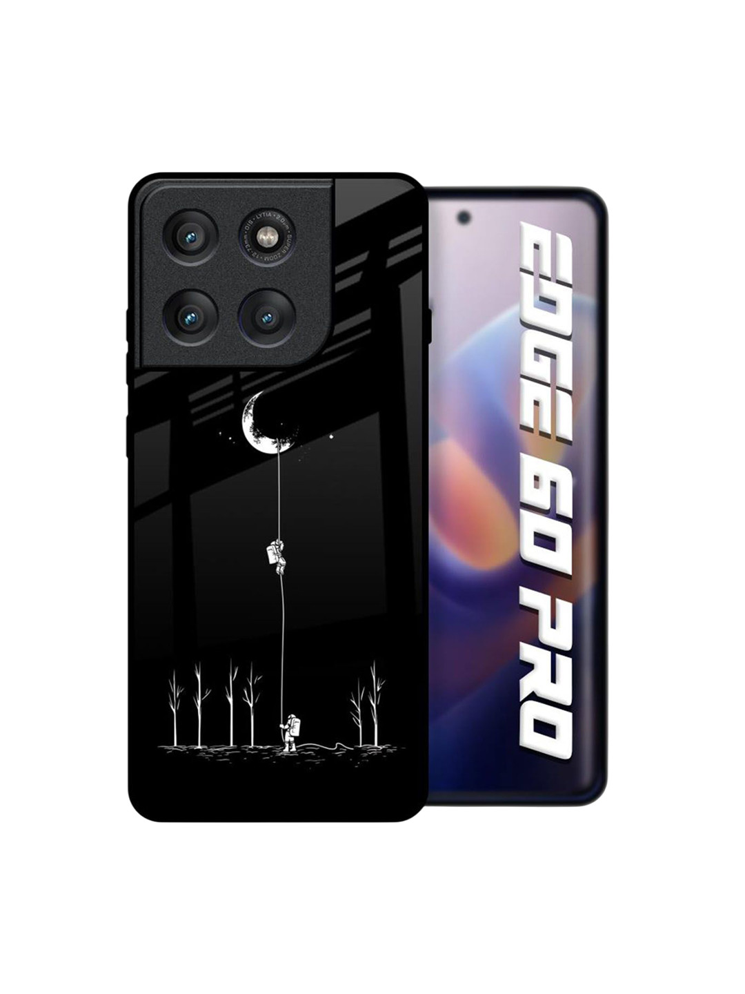 QRIOH Unisex Motorola Edge 60 Pro Quirky Catch the Moon Shockproof Real Glass Back Case