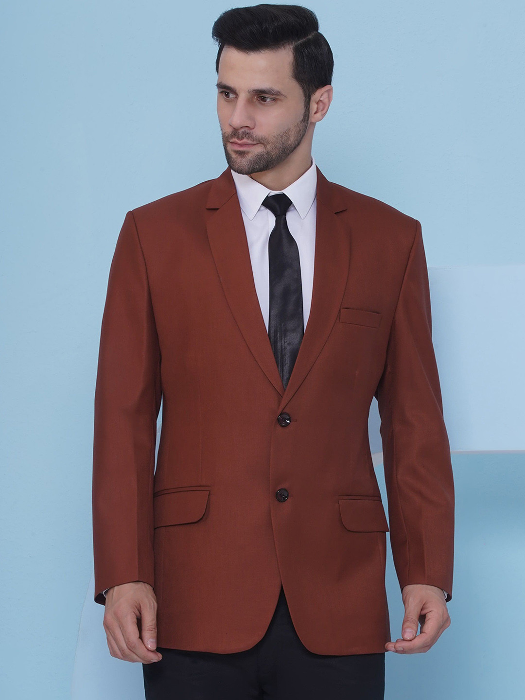 FAVOROSKI Men Formal Rayon Slim Fit Solid Tuxedo Blazer in Shawl Collar with 2 Pockets