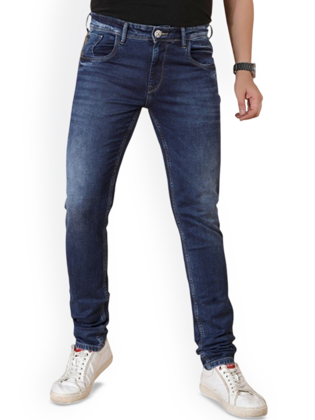 MAD-O-WHAT Men Slim Fit Mid-Rise Light Fade Stretchable Denim Jeans