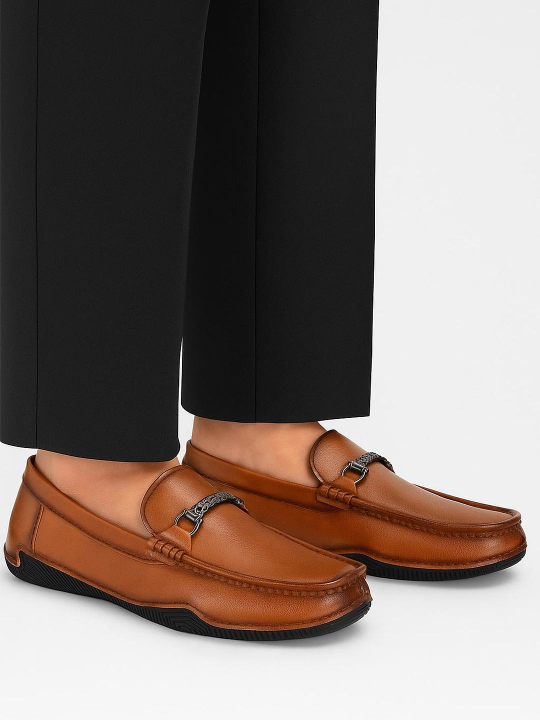 ASTEROID Men Slip On Driving Shoes with Buckle