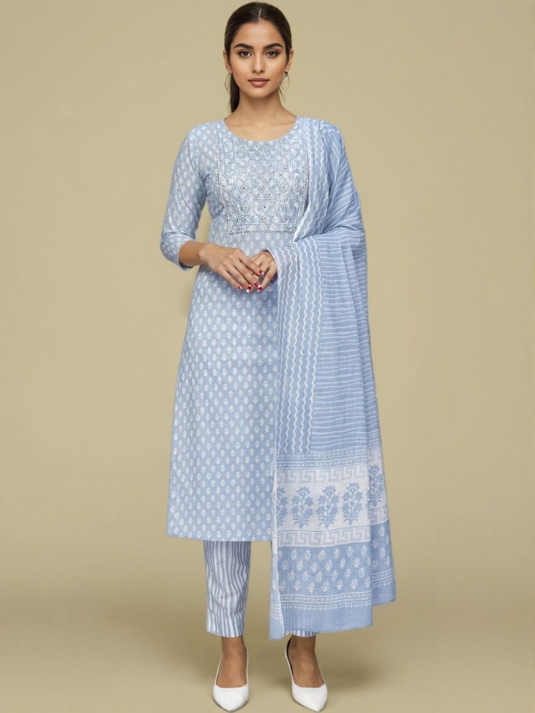 SZN Women Turquoise Blue Kurta Sets