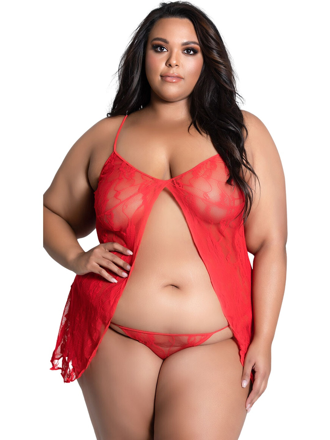 SweetFlirt Enterprises Women Open Front Lace Baby Doll