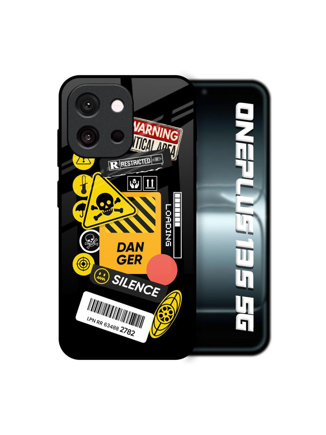 QRIOH Unisex OnePlus 13s 5G Typography Danger Signs Shockproof Glass Back Case