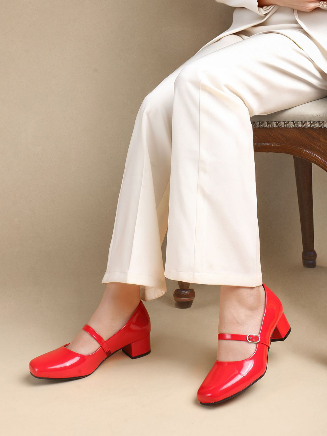 Lavie Women Red Block Heel Pumps