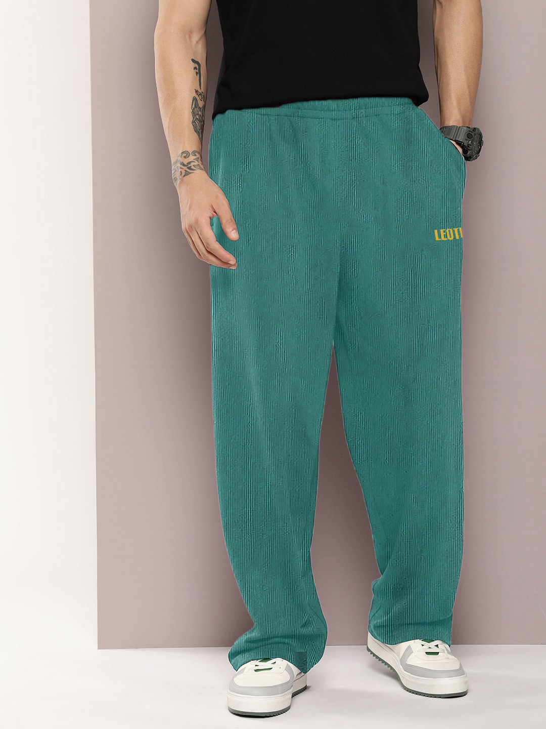 Leotude Men Premium Comfortable Baggy Mid-Rise Track Pant