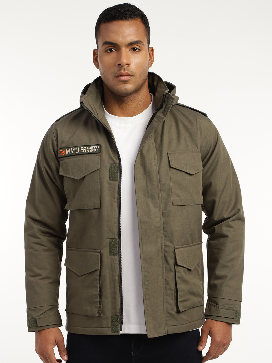 MOUNTMILLER Men's Solid M65 Ripstop Field Hooded Tactical Jacket