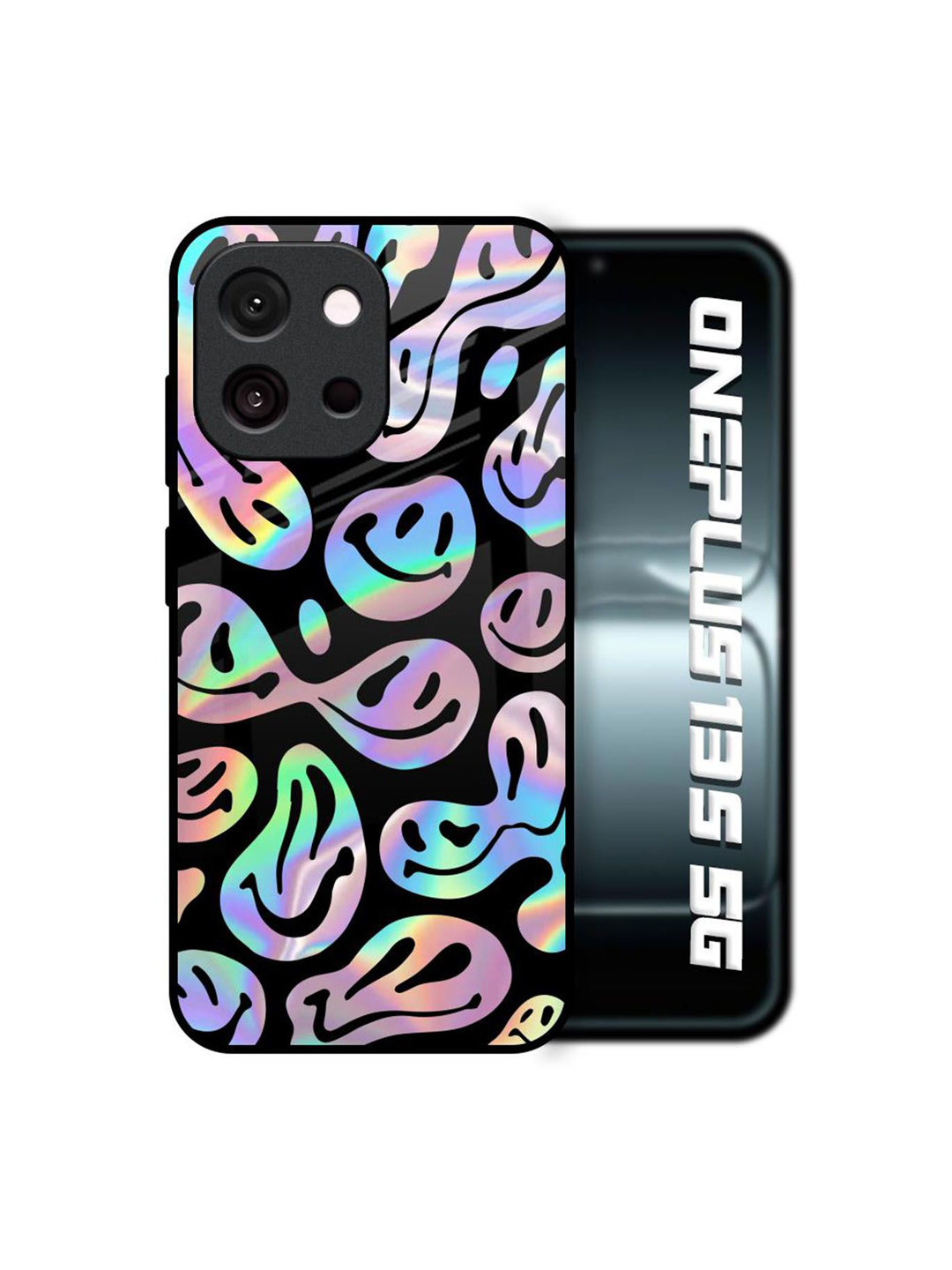 QRIOH Unisex OnePlus 13s 5G Abstract Acid Smile Shockproof Glass Back Case