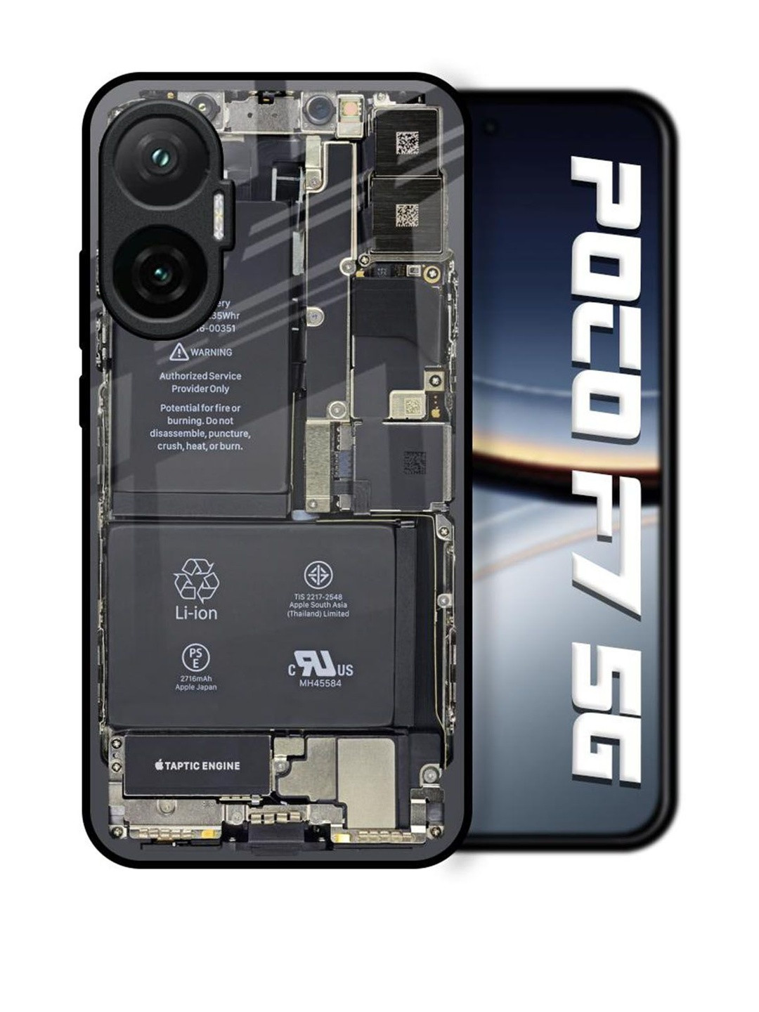 QRIOH Skeleton Inside Glass Case for Poco F7 5G Back Case Mobile Accessories