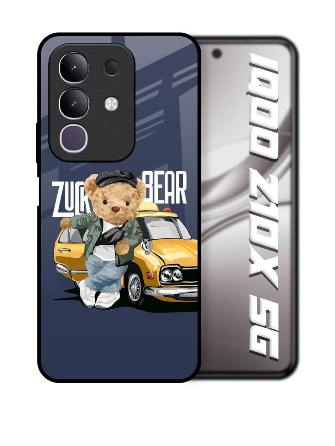 QRIOH Adventurous Bear Printed IQOO Z10x 5G Glass Back Case Mobile Accessories