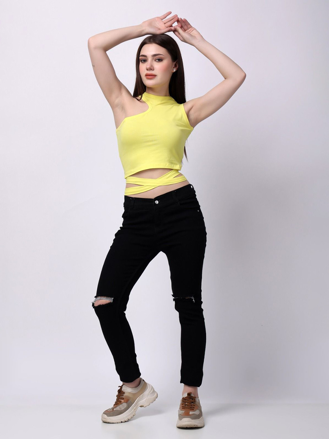 MEEAMI FASHION Women Cotton Styled Back Crop Top