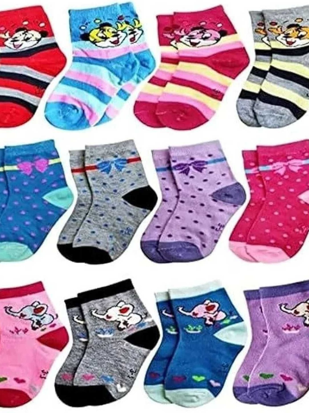 Akeeta Baby Pack of 12 Printed Multicolour Cotton Socks
