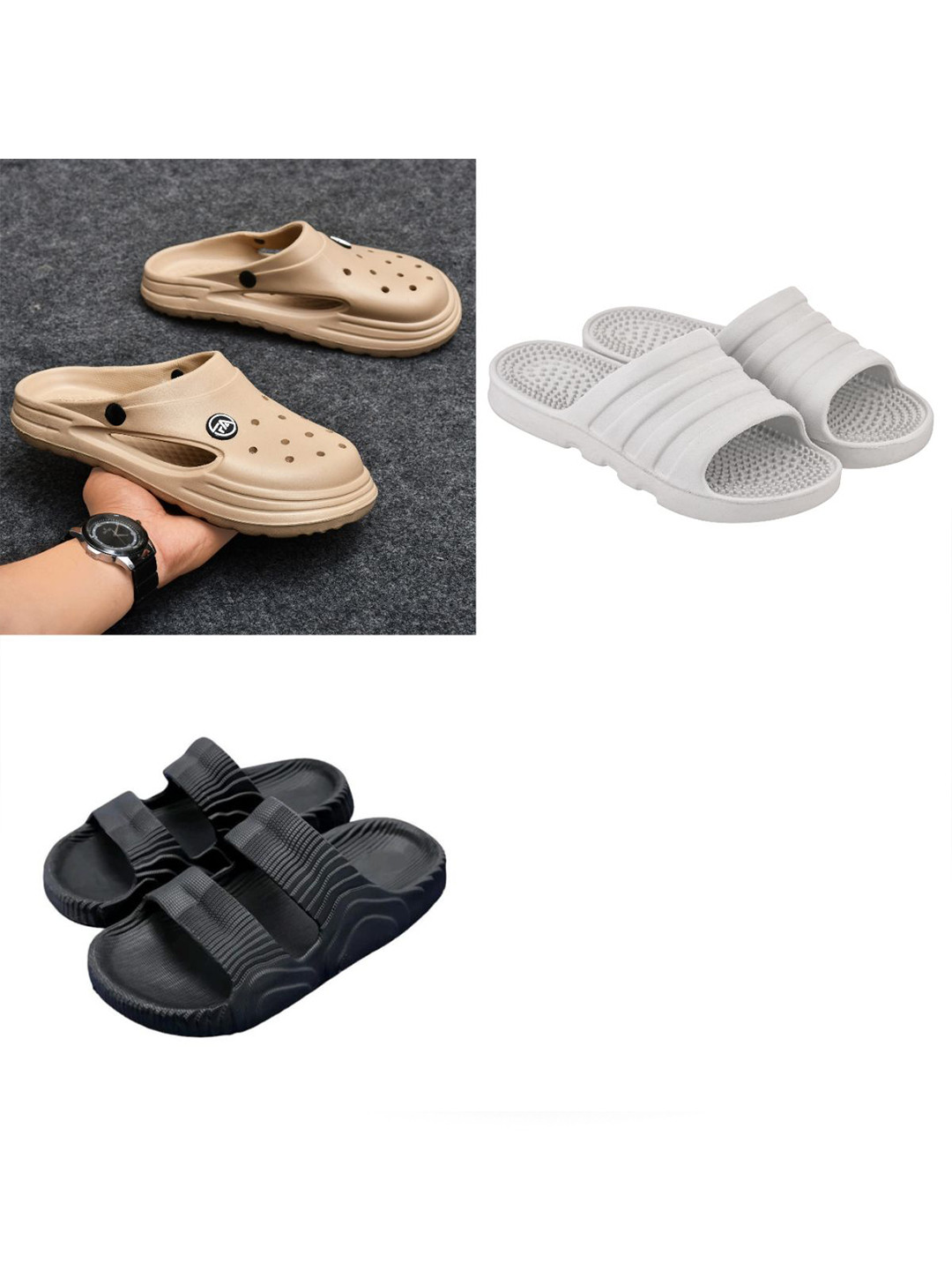 Feel alive Men Set of 3 Sliders & Clogs