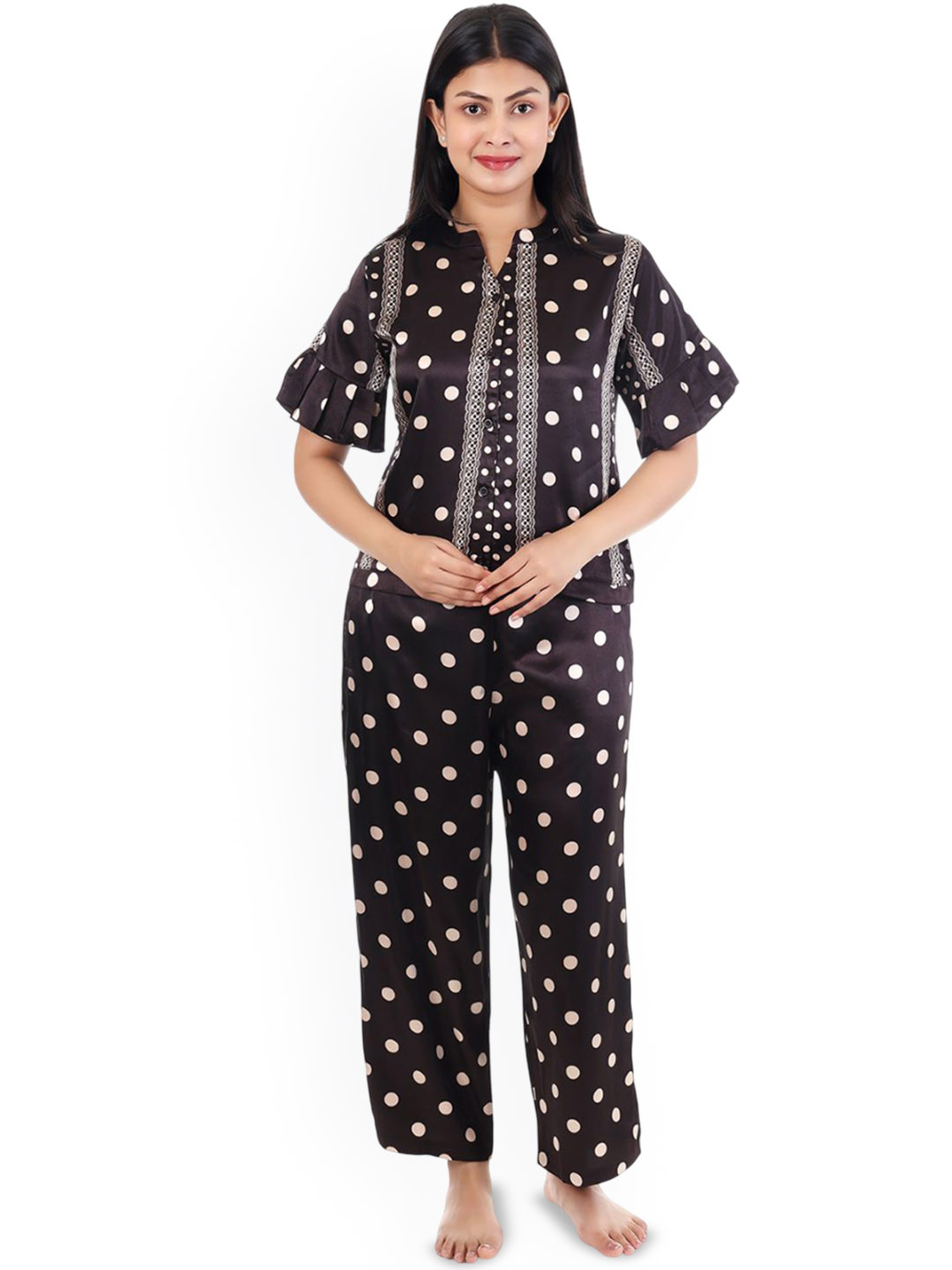 KRIDHAA FASHION BOUTIQUE Printed Mandarin Collar Night suit