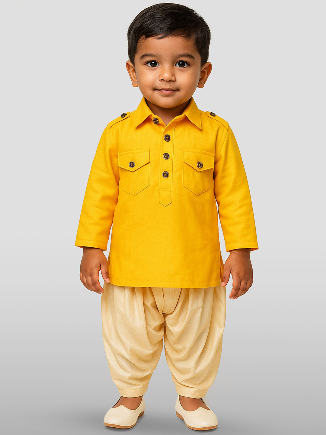 JBN Creation Boys Shirt Collar Long Sleeves Kurta with Patiala