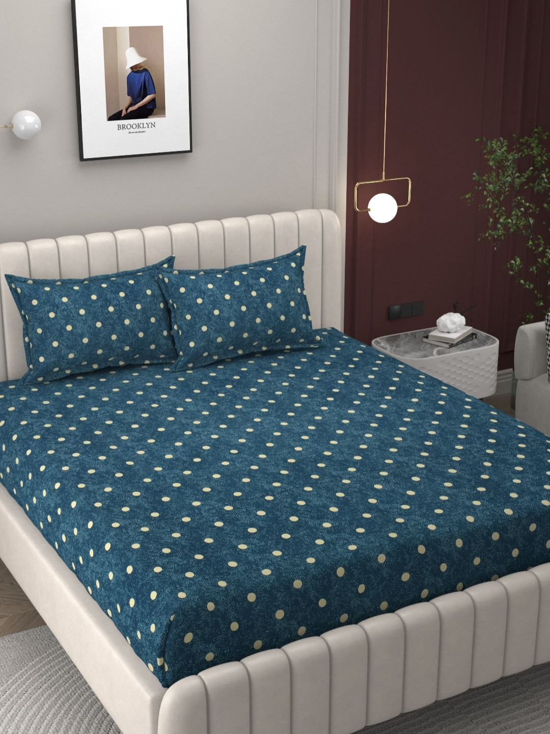 Bromwick Royal Collection Blue Printed Microfiber 250 TC King Bedsheet Set 1.98 x 1.82 m