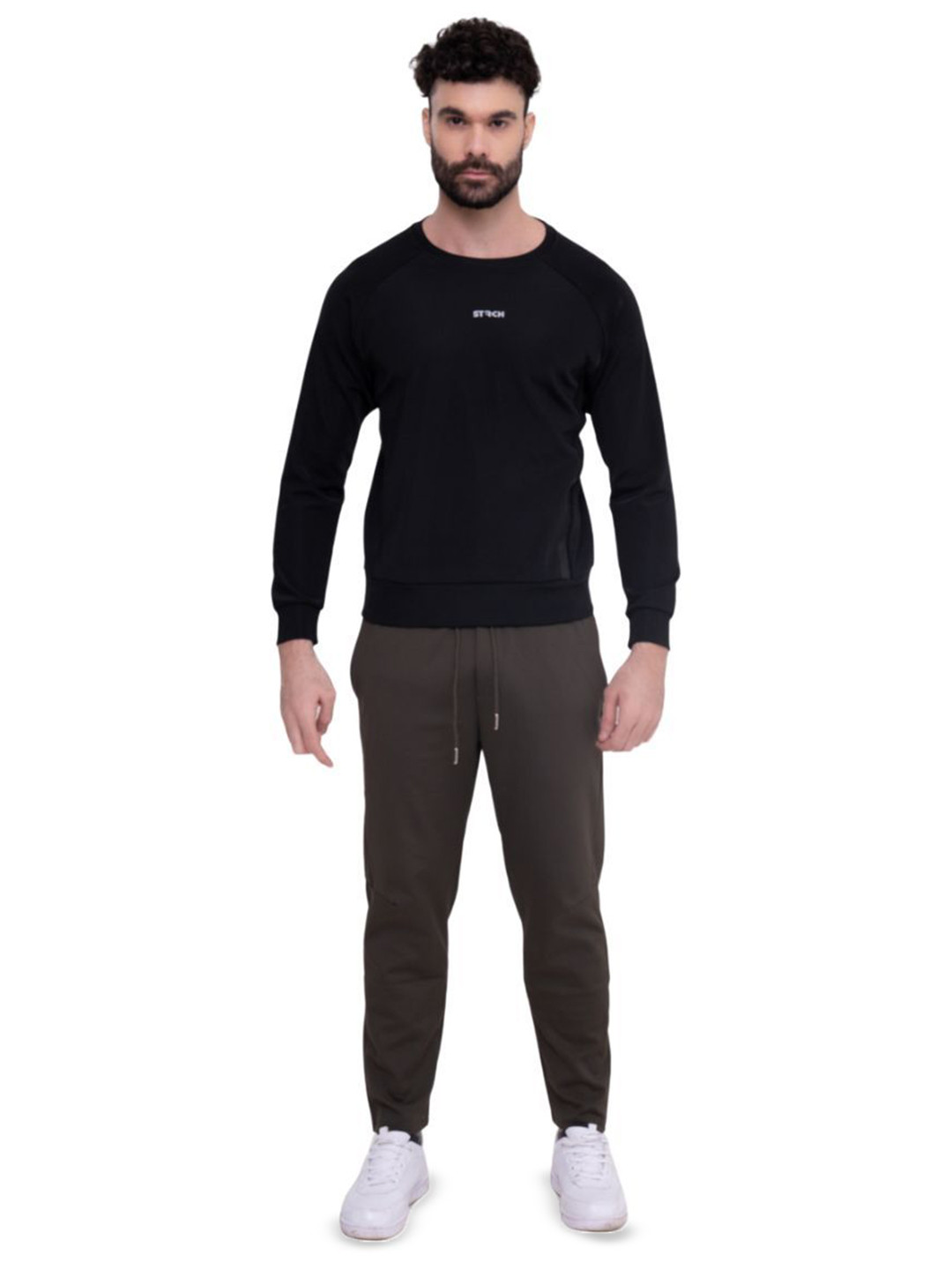 STRCH Men Brand Logo Printed Round Neck Anti Odour Sweatshirt