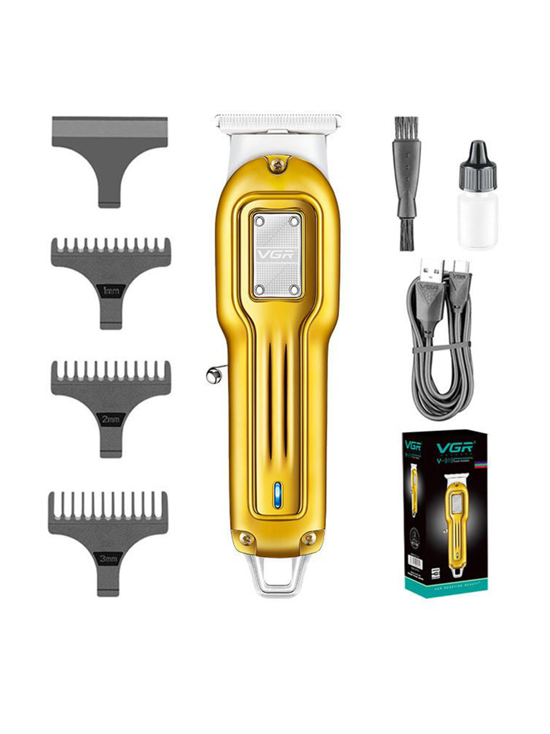 VGR V-919 Professional Trimmer with 100-Min Runtime & 3 Length Settings - Golden