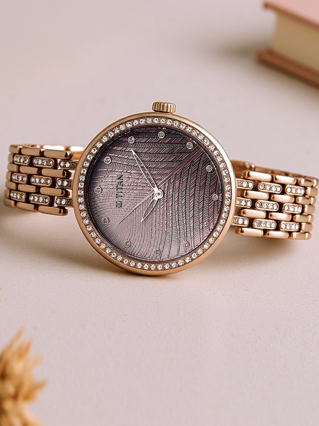 Titan Women Purple & Rose Gold Analogue Watch 95129QM01