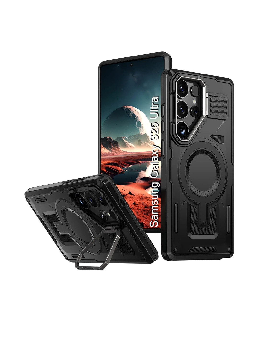 Luxury Kase Samsung Galaxy S25 Ultra 5G Rugged Shockproof Magnetic Case with Kickstand