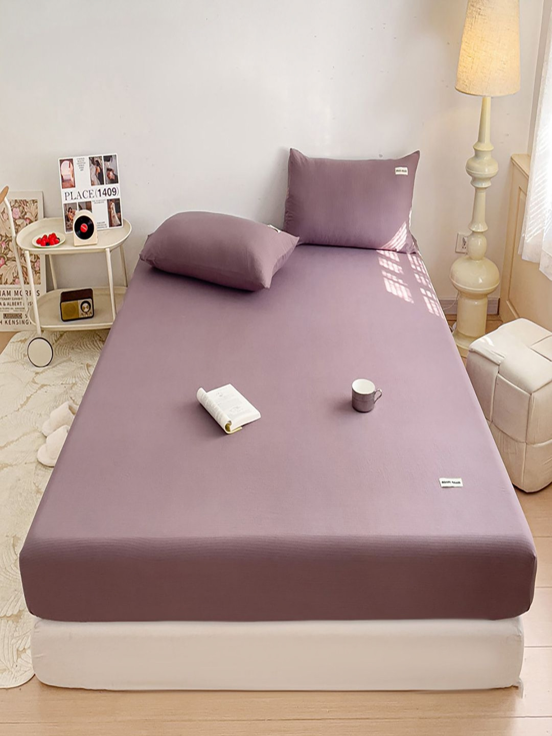 JC HOME Purple 140 TC King Bedsheet - 1.80 m x 2 m