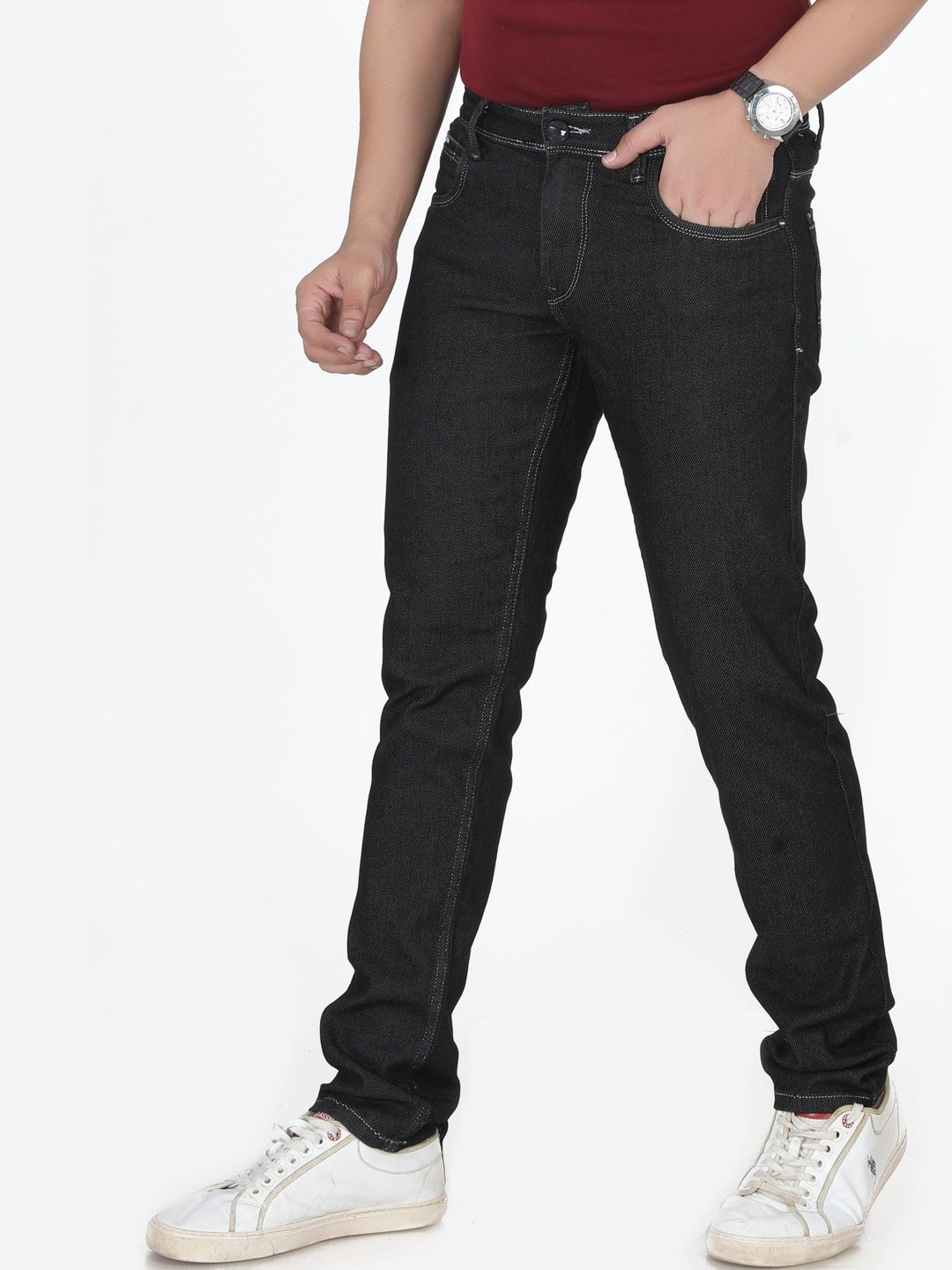 MAD-O-WHAT Men Slim Fit Mid-Rise Clean Look Stretchable Denim Jeans