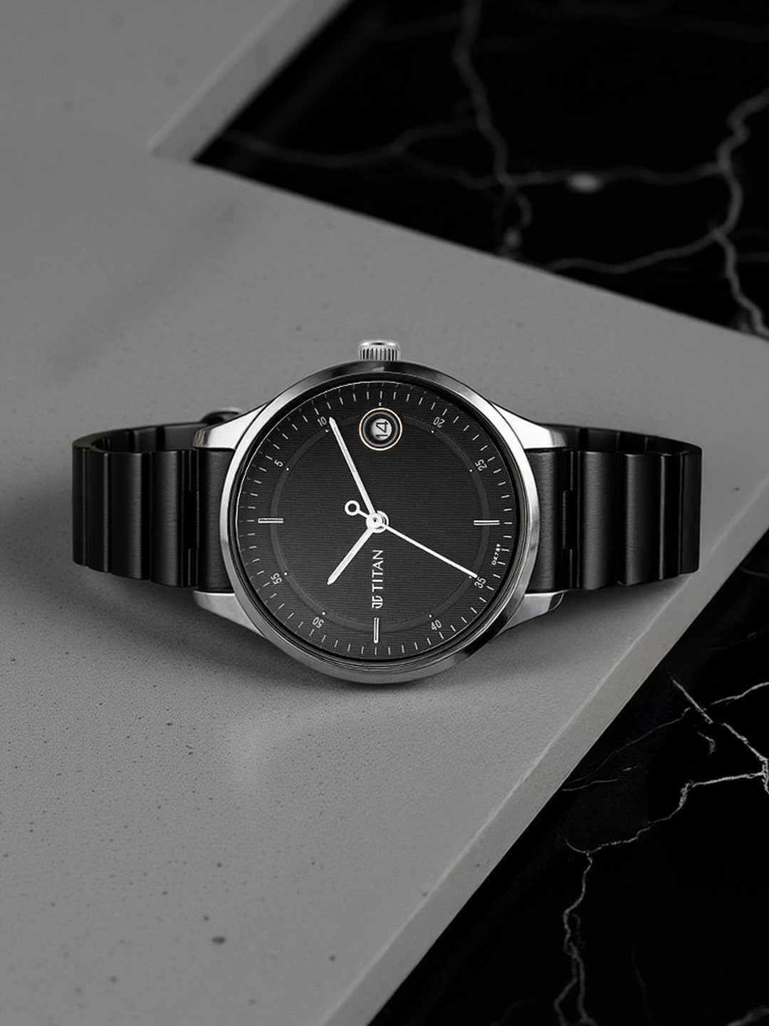 Titan Women Black Brass Dial & Bracelet Style Strap Analogue Watch 2649KM01