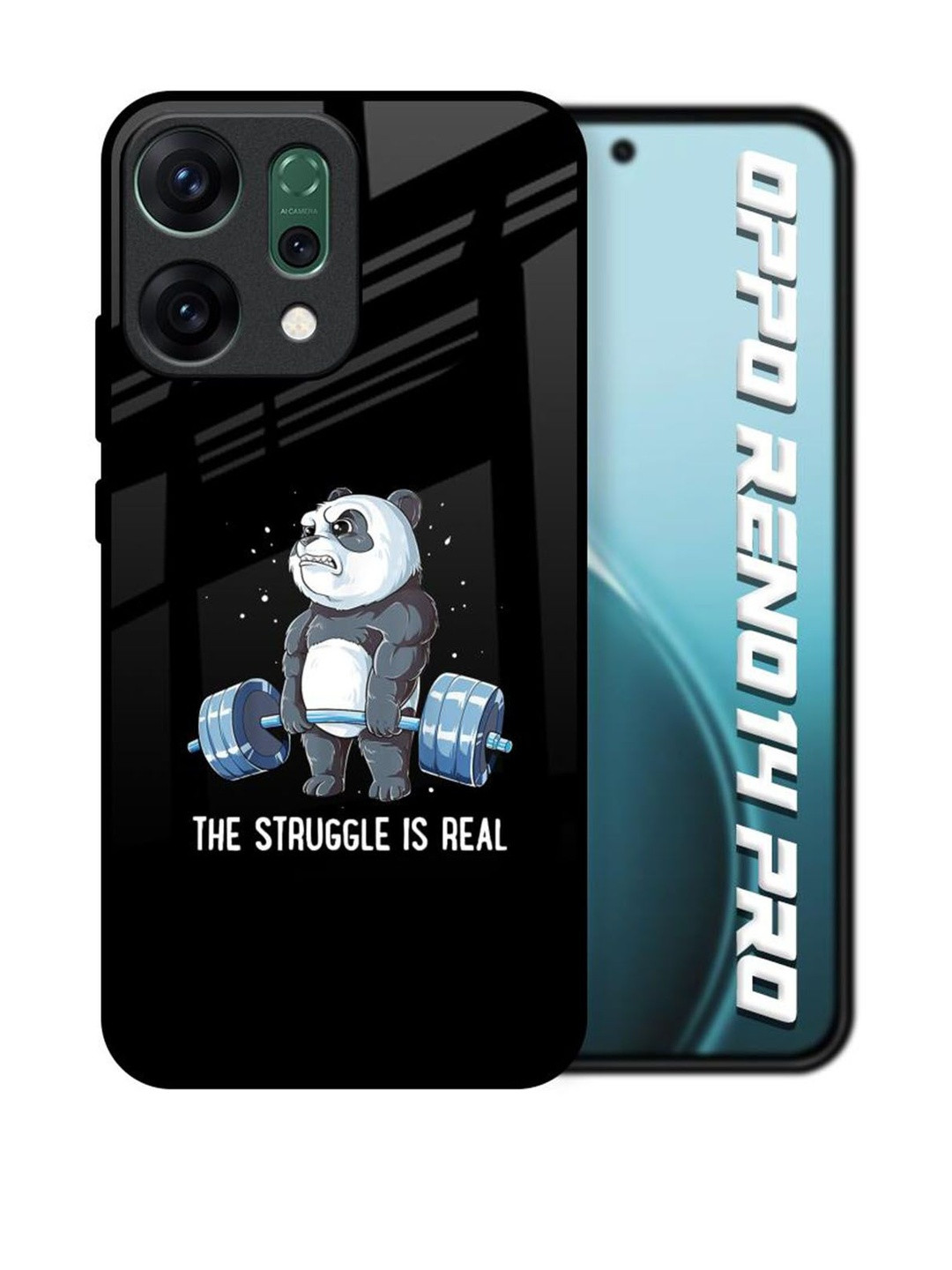 QRIOH Real Struggle Real Glass Case for Oppo Reno14 Pro 5G Back Case Mobile Accessories