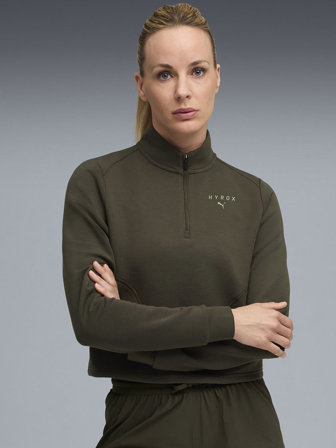 Puma Women X HYROX Soft Oversized Mock Collar Solid Sporty Jacket