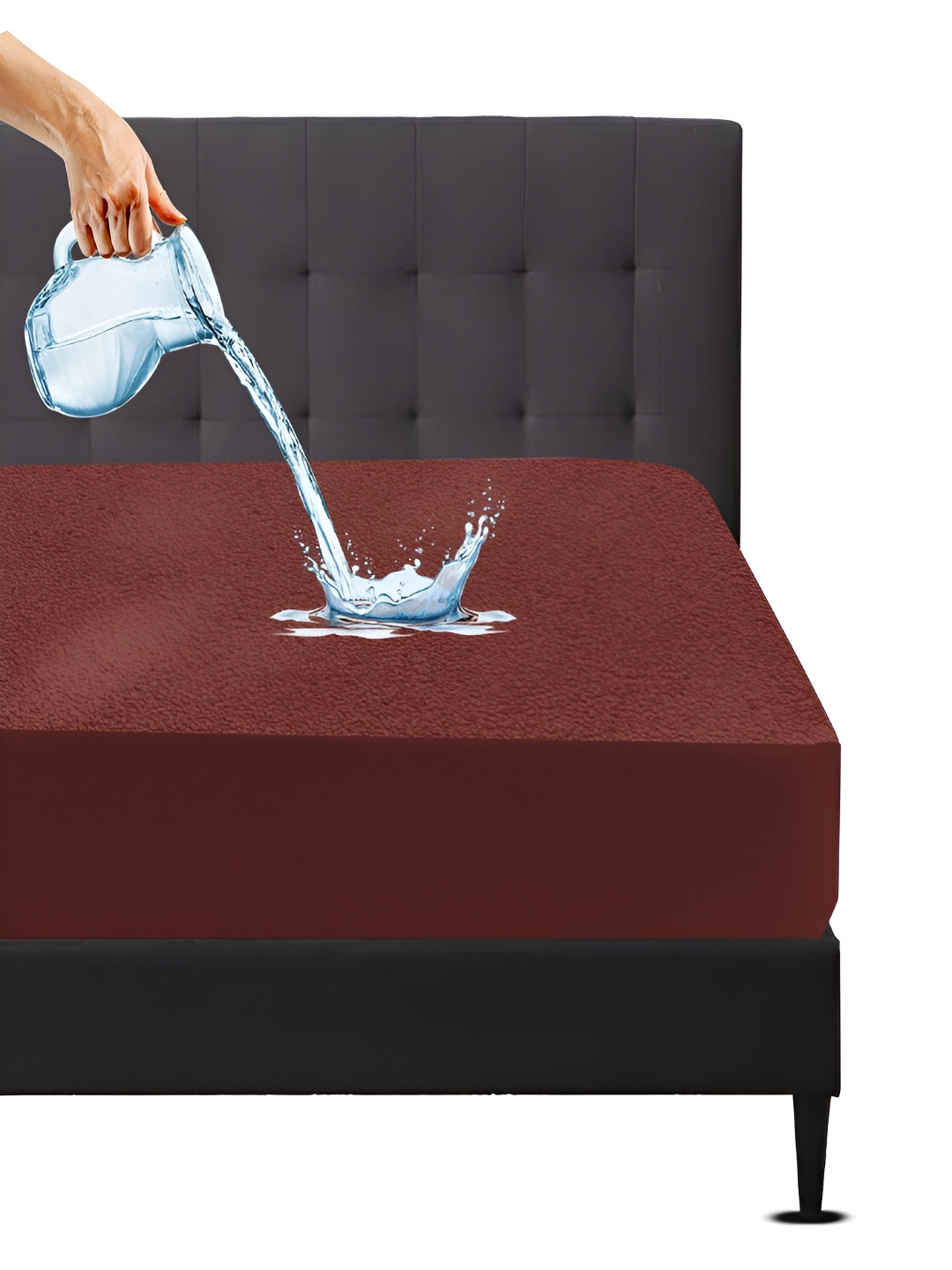 Mattress Protector Coffee Brown Cotton Waterproof Mattress Protector